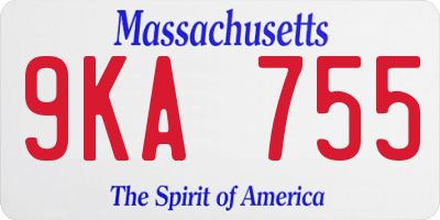 MA license plate 9KA755