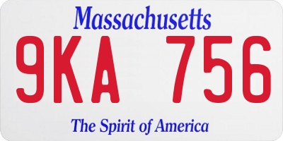 MA license plate 9KA756