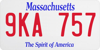 MA license plate 9KA757
