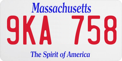 MA license plate 9KA758