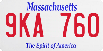MA license plate 9KA760