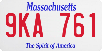 MA license plate 9KA761