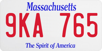 MA license plate 9KA765