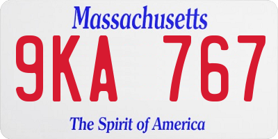 MA license plate 9KA767