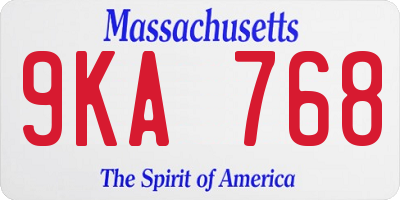 MA license plate 9KA768