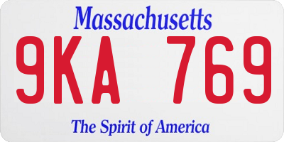MA license plate 9KA769