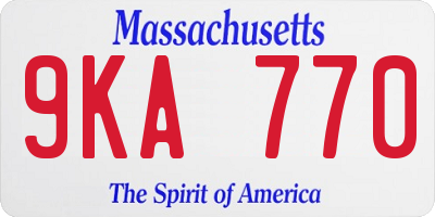 MA license plate 9KA770