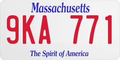 MA license plate 9KA771