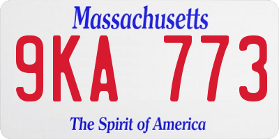 MA license plate 9KA773