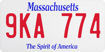 MA license plate 9KA774