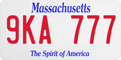 MA license plate 9KA777