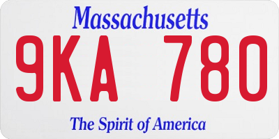 MA license plate 9KA780