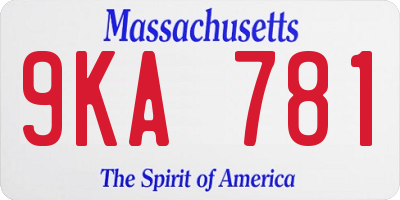MA license plate 9KA781