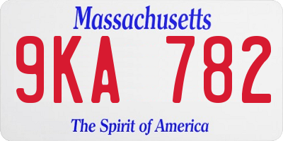 MA license plate 9KA782