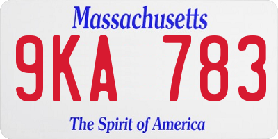 MA license plate 9KA783