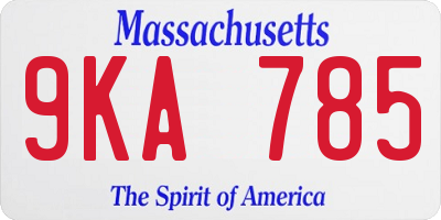 MA license plate 9KA785
