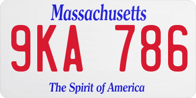 MA license plate 9KA786