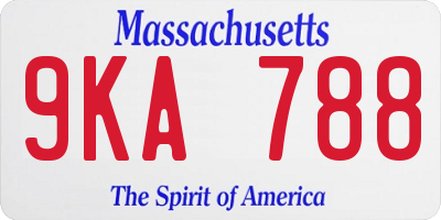 MA license plate 9KA788