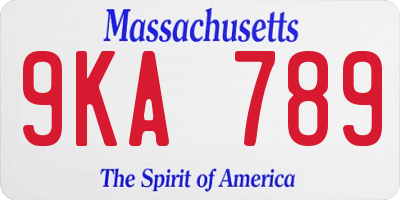 MA license plate 9KA789