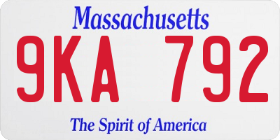 MA license plate 9KA792