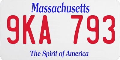 MA license plate 9KA793