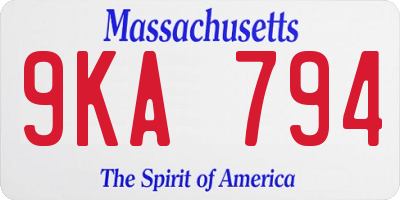 MA license plate 9KA794