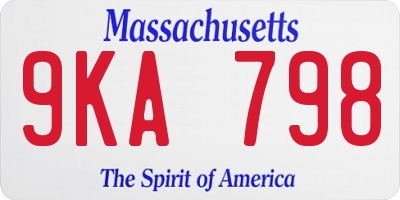 MA license plate 9KA798
