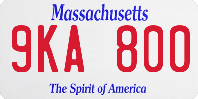 MA license plate 9KA800
