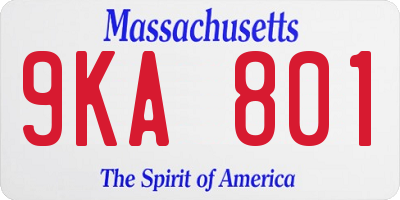 MA license plate 9KA801