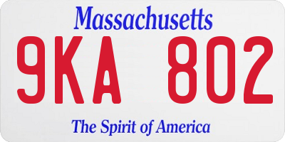 MA license plate 9KA802