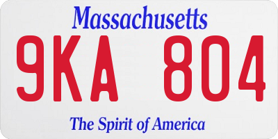 MA license plate 9KA804