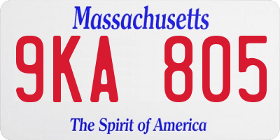 MA license plate 9KA805