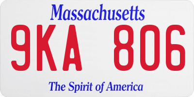 MA license plate 9KA806