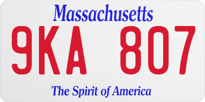 MA license plate 9KA807