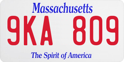MA license plate 9KA809