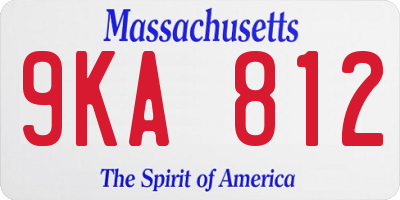 MA license plate 9KA812