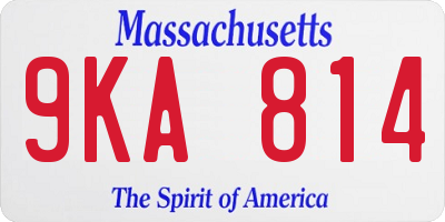 MA license plate 9KA814
