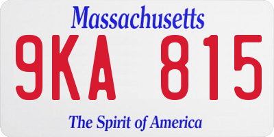 MA license plate 9KA815