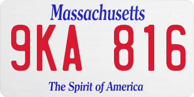 MA license plate 9KA816