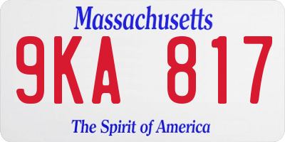 MA license plate 9KA817