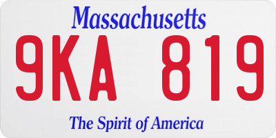 MA license plate 9KA819