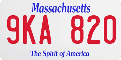 MA license plate 9KA820