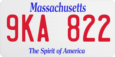 MA license plate 9KA822