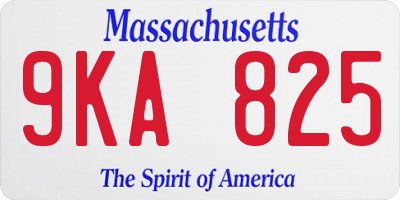 MA license plate 9KA825