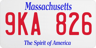 MA license plate 9KA826