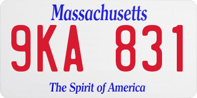 MA license plate 9KA831