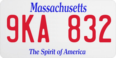 MA license plate 9KA832