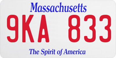 MA license plate 9KA833
