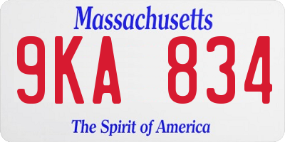 MA license plate 9KA834