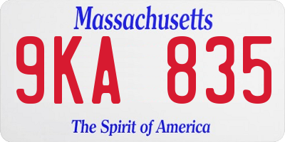 MA license plate 9KA835